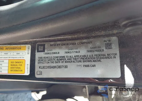 2019 Chevrolet Spark 1Lt Cvt from USA, damaged, VIN KL8CD6SA8KC807130